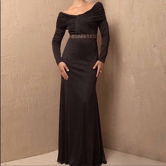 Jovani Off the Shoulder Long Sleeve Gown - Picture 1 of 2